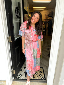 Josie Multi-Colored Patchwork Midi Dress