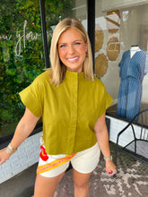 Load image into Gallery viewer, Brooke Button Up Collared Top- Chartreuse
