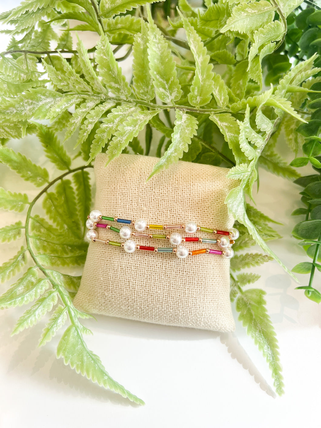 Multi-Color Pearl Stretch Bracelet Set