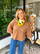 Load image into Gallery viewer, Chandler Suede Wide Sleeve Top- Dark Camel
