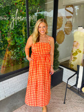 Load image into Gallery viewer, Rilyn Gingham Sleeveless Midi Dress- Orange
