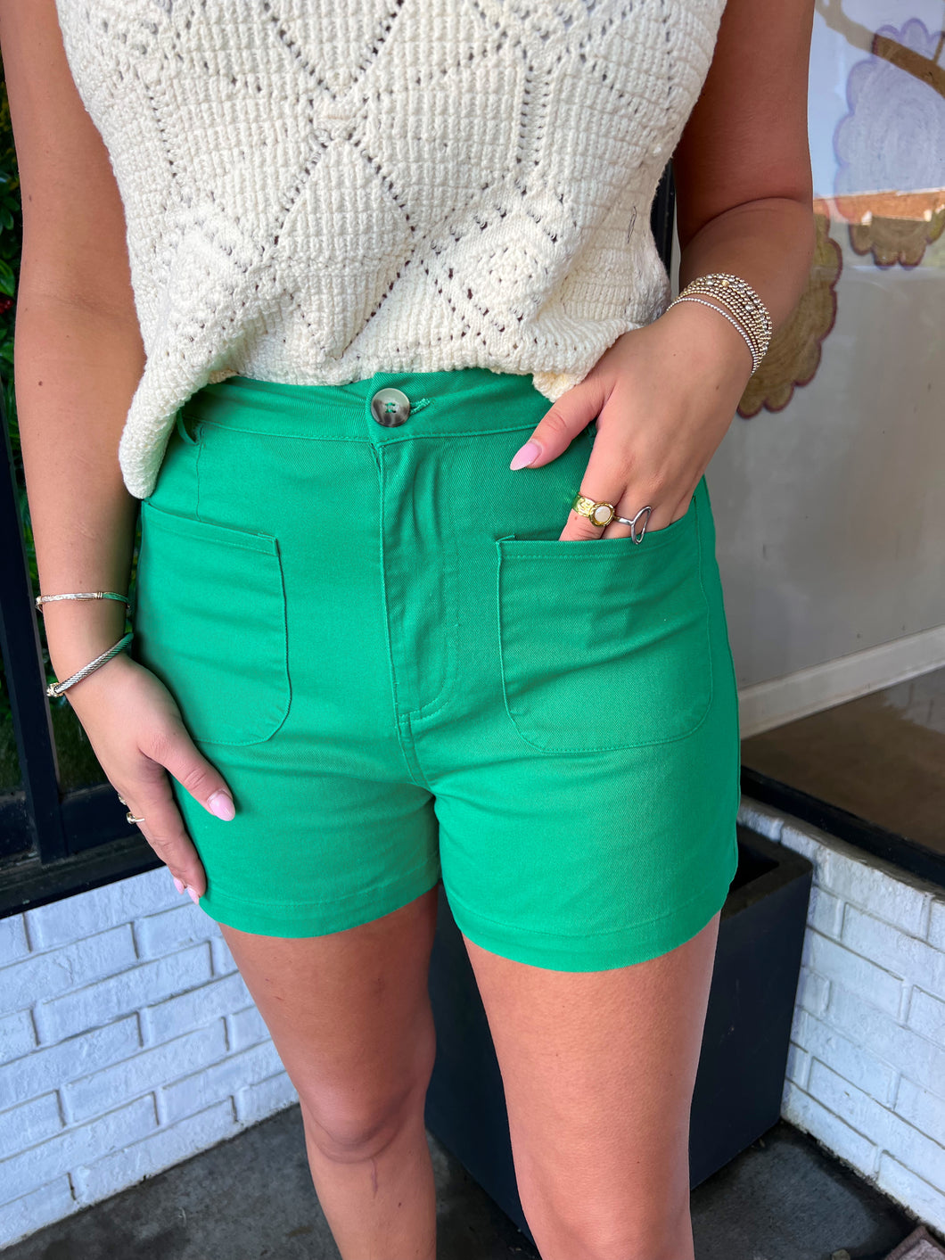 Austin High Waisted Shorts- Kelly Green