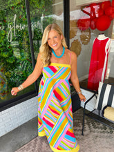 Load image into Gallery viewer, Bellamy Color Block Geometric Linen Maxi Dress- Multi Color
