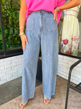 Load image into Gallery viewer, Olivia Flowy Wide Leg Denim Pants-Light Denim
