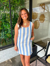 Load image into Gallery viewer, Payton Striped Scoop Neck Mini Dress- Light Blue
