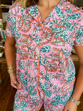 Load image into Gallery viewer, Joanna Short Sleeve Button Up Pajama Set- Pink Multi
