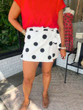 Load image into Gallery viewer, Roxy Polka Dot Wrap Skort- White
