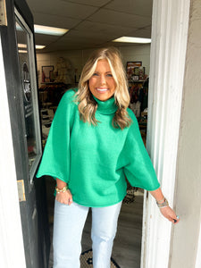 Monica Dolman Sleeve Sweater-Kelly Green