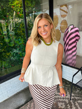 Load image into Gallery viewer, Xandra Sleeveless Peplum Top- Cream
