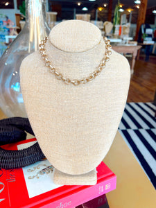 Gold Circle Chain Toggle Necklace