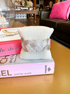 Silver Woven Metal Cuff Bracelet