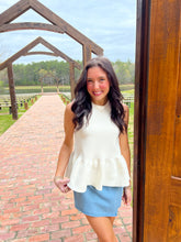 Load image into Gallery viewer, Janie Sleeveless Peplum Top-White
