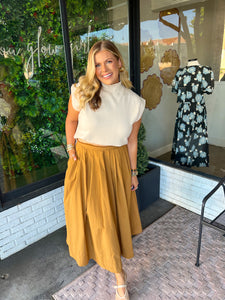 Leah Pleated Midi Skirt - Camel