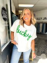 Load image into Gallery viewer, Lucky Oversized Tinsel Embroidered Top
