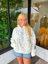 Load image into Gallery viewer, Kathleen Floral Printed Hoodie - Cream/Blue
