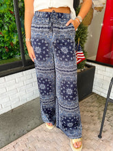 Load image into Gallery viewer, Leigh Bandana Satin Pants- Navy
