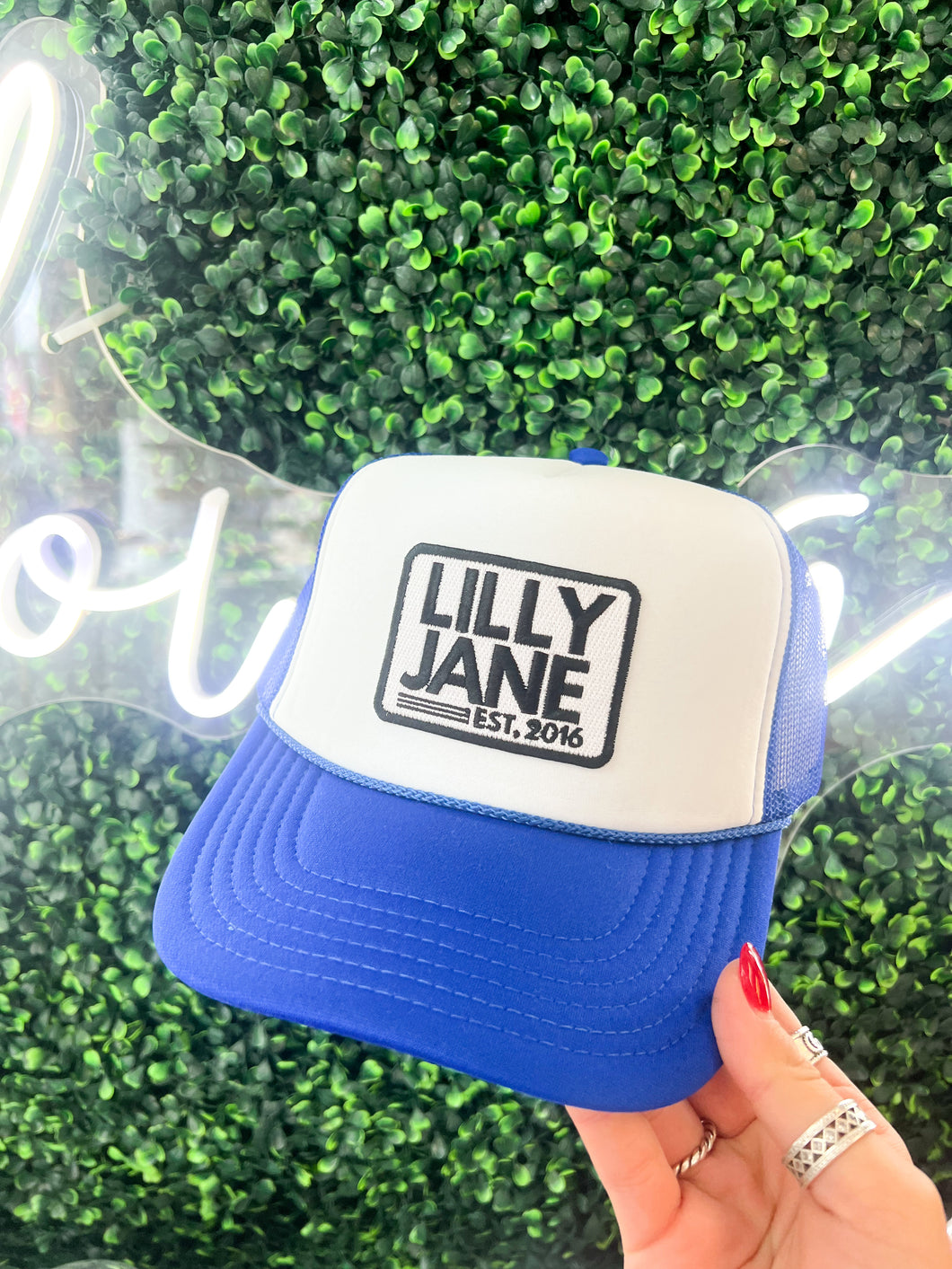 Lilly Jane Vintage Logo Trucker Hat- Royal Blue