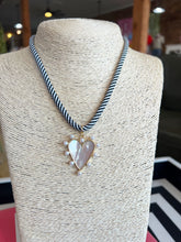 Load image into Gallery viewer, Pearl Heart Pendant Necklace - Black Stripe
