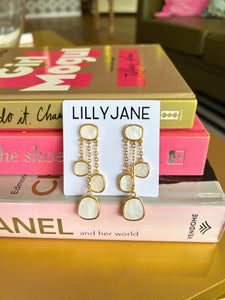 Mother Of Pearl Chain Dangle Earrings
