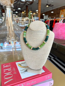Rondelle Gold Beaded Necklace- Green
