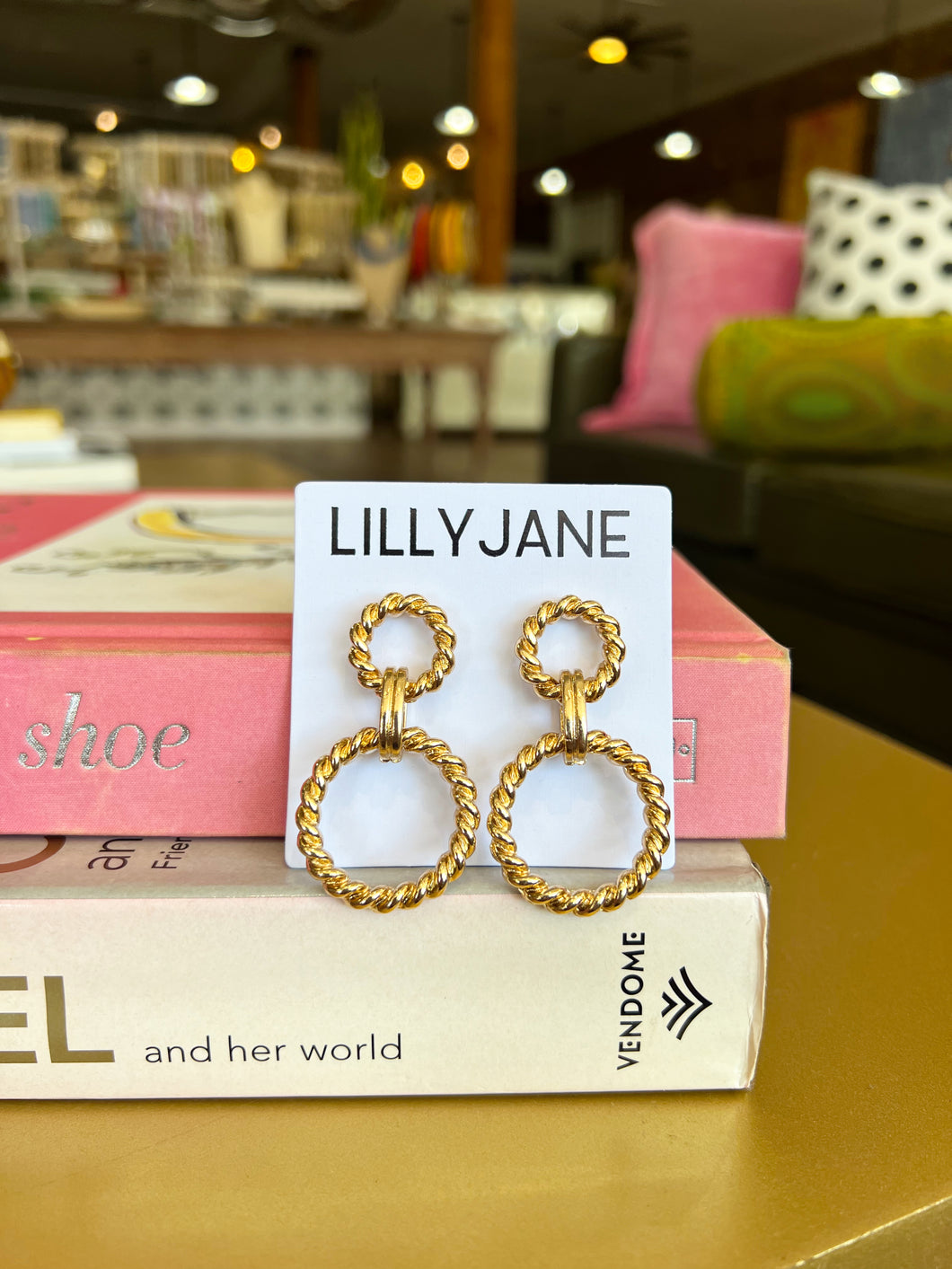 Gold Rope Link Circle Earrings
