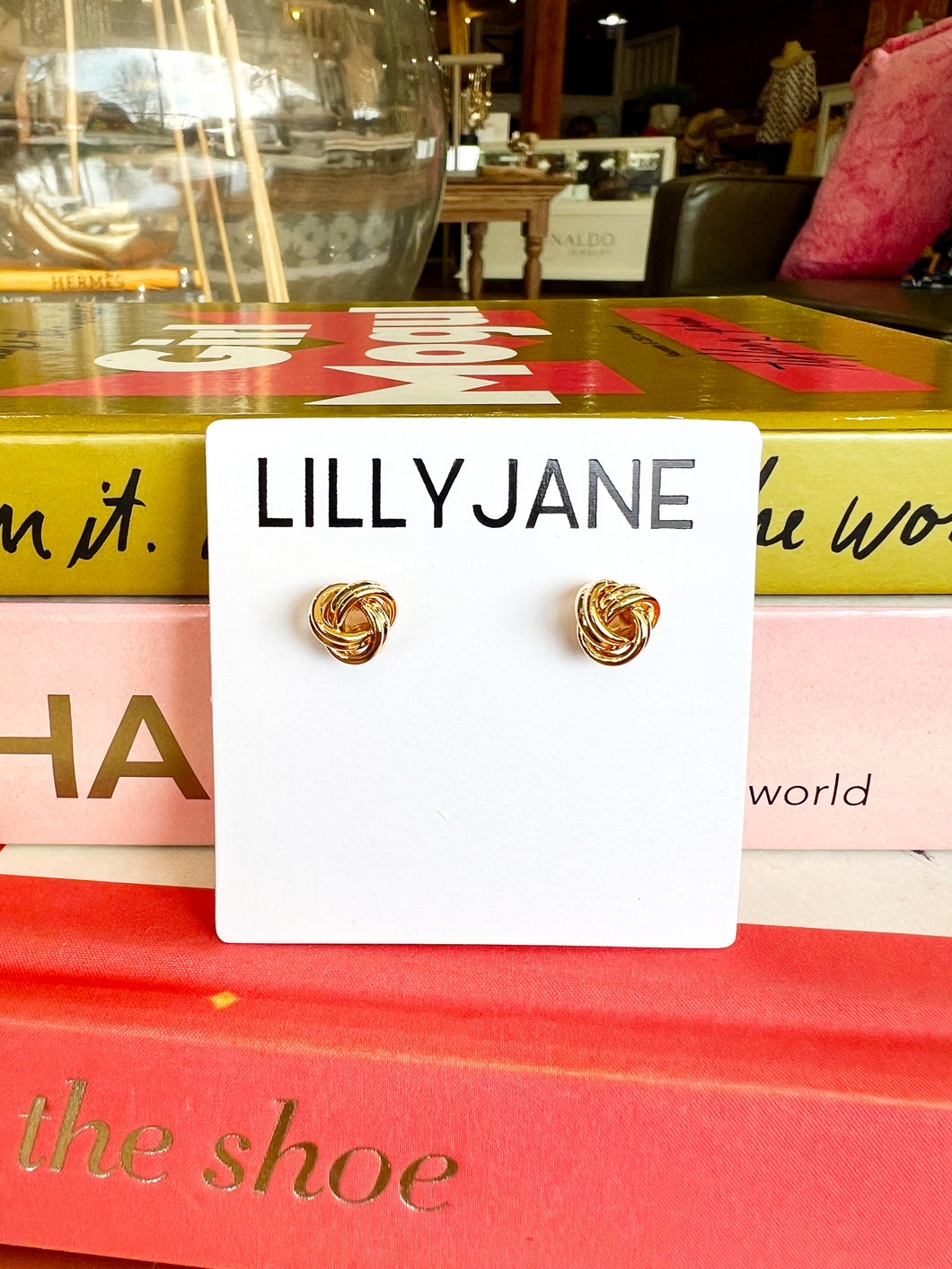 Gold Love Knot Stud Earrings