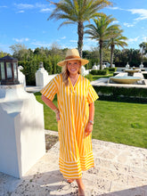 Load image into Gallery viewer, Sicily Stripe V-Neck Midi Dress- Yellow
