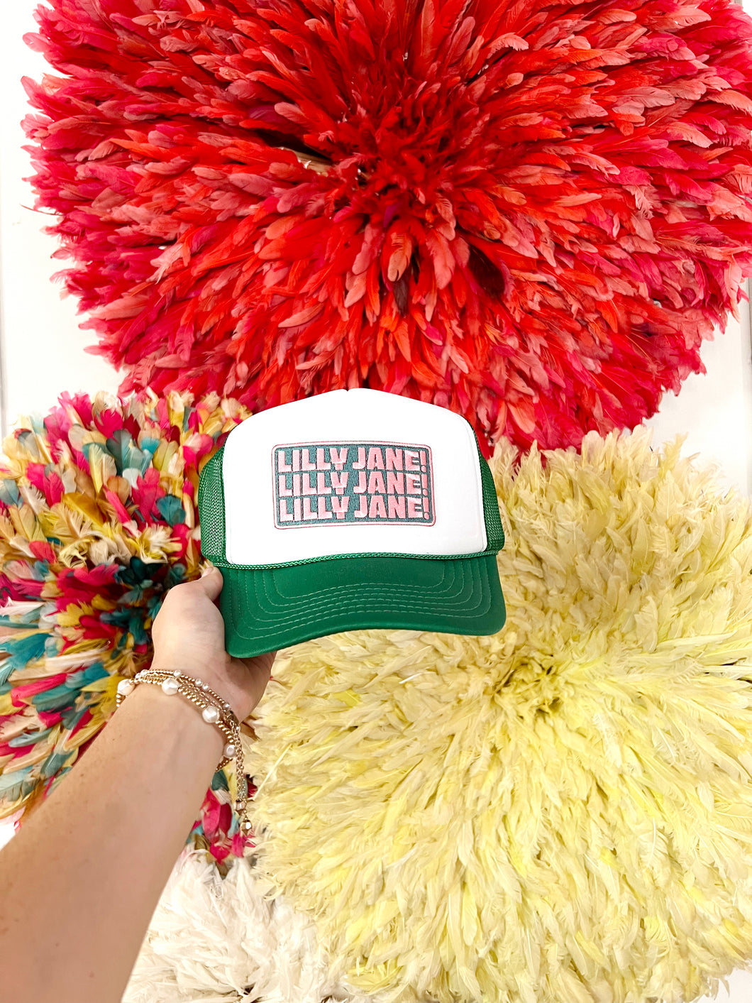 Lilly Jane! Trucker Hat- Kelly Green/White