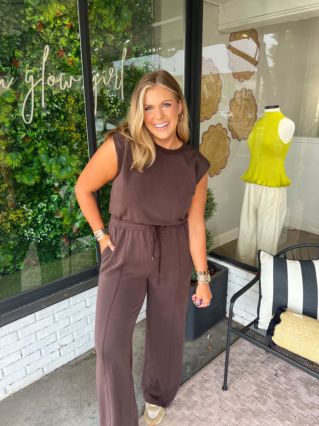 Julia Sleeveless Butter Soft Jumpsuit - Brown