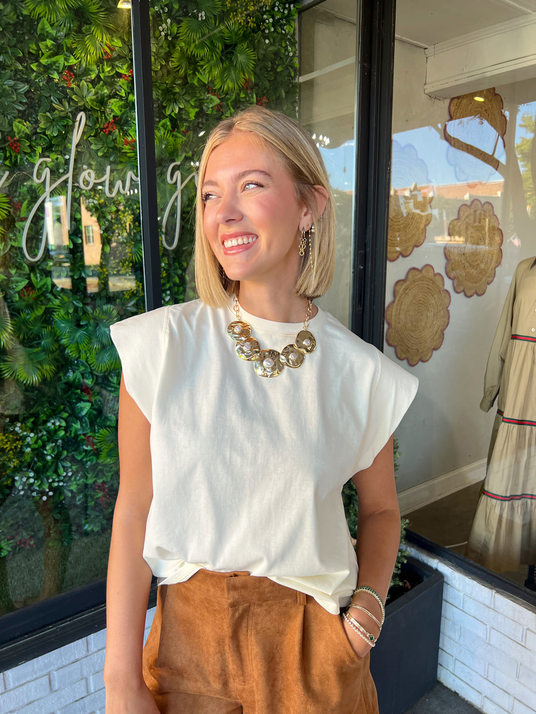 Bellamy Lightweight Sleeveless Top- Cream