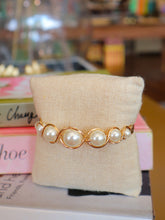 Load image into Gallery viewer, Gold Pearl Wire Wrapped Bracelet
