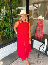 Load image into Gallery viewer, Taylor Sleeveless Denim Midi Skirt Set- Red

