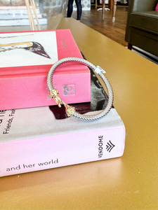 Two Tone Buckle Cable Cuff Bracelet