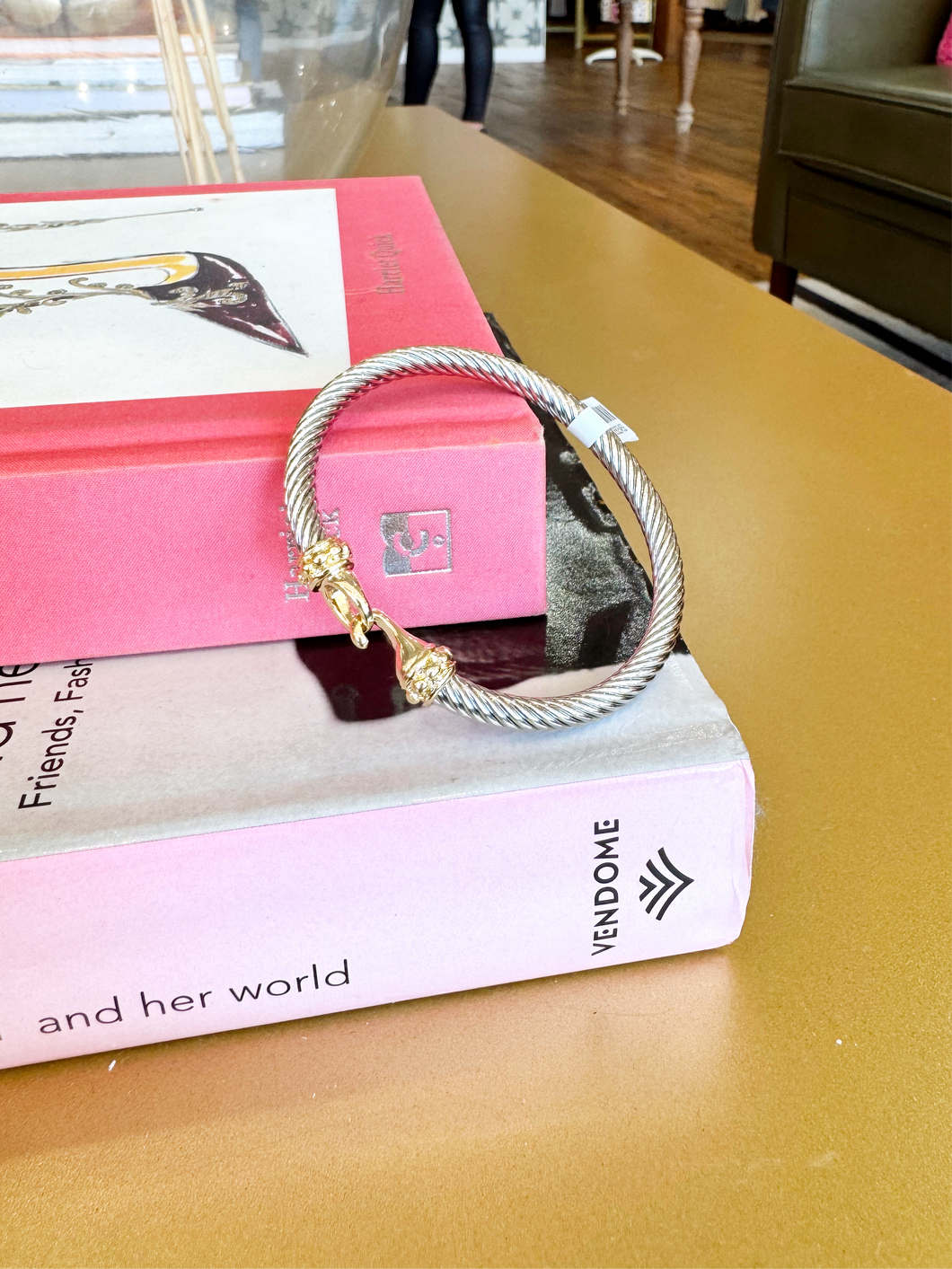 Two Tone Buckle Cable Cuff Bracelet