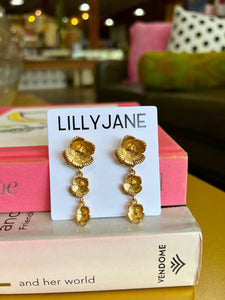 Gold Floral Linear Earrings