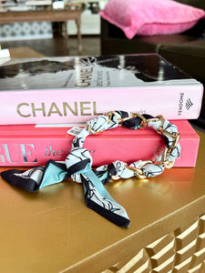 Scarf Wrapped Chain Bracelet- Green Multi
