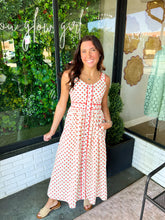 Load image into Gallery viewer, Jodie Floral Printed Button Up Midi Dress- Red
