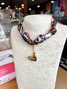 Various Scarf Charm Necklace -Gold Heart