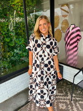 Load image into Gallery viewer, Shaw Geometric Printed Midi Shirt Dress-Black Multi
