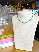 Load image into Gallery viewer, Dainty Glass Beaded CZ Pendant Choker - Emerald Green
