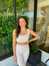 Load image into Gallery viewer, Gingham Ruched Performance Bra Top - Beige
