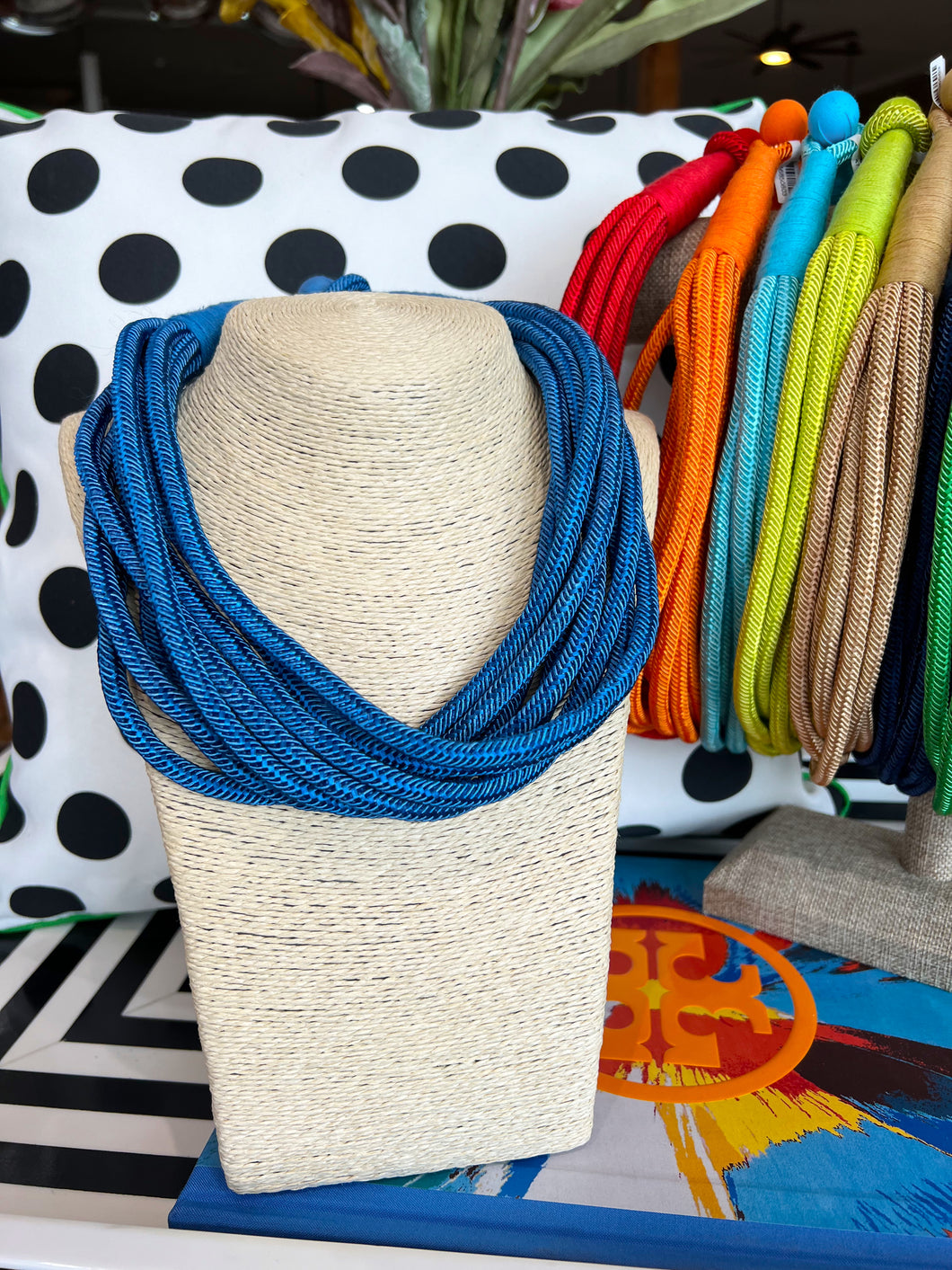 Chunky 8 Strand Rope Necklace- Cobalt Blue