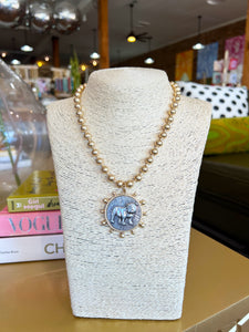 Two Tone Bulldog Coin Necklace