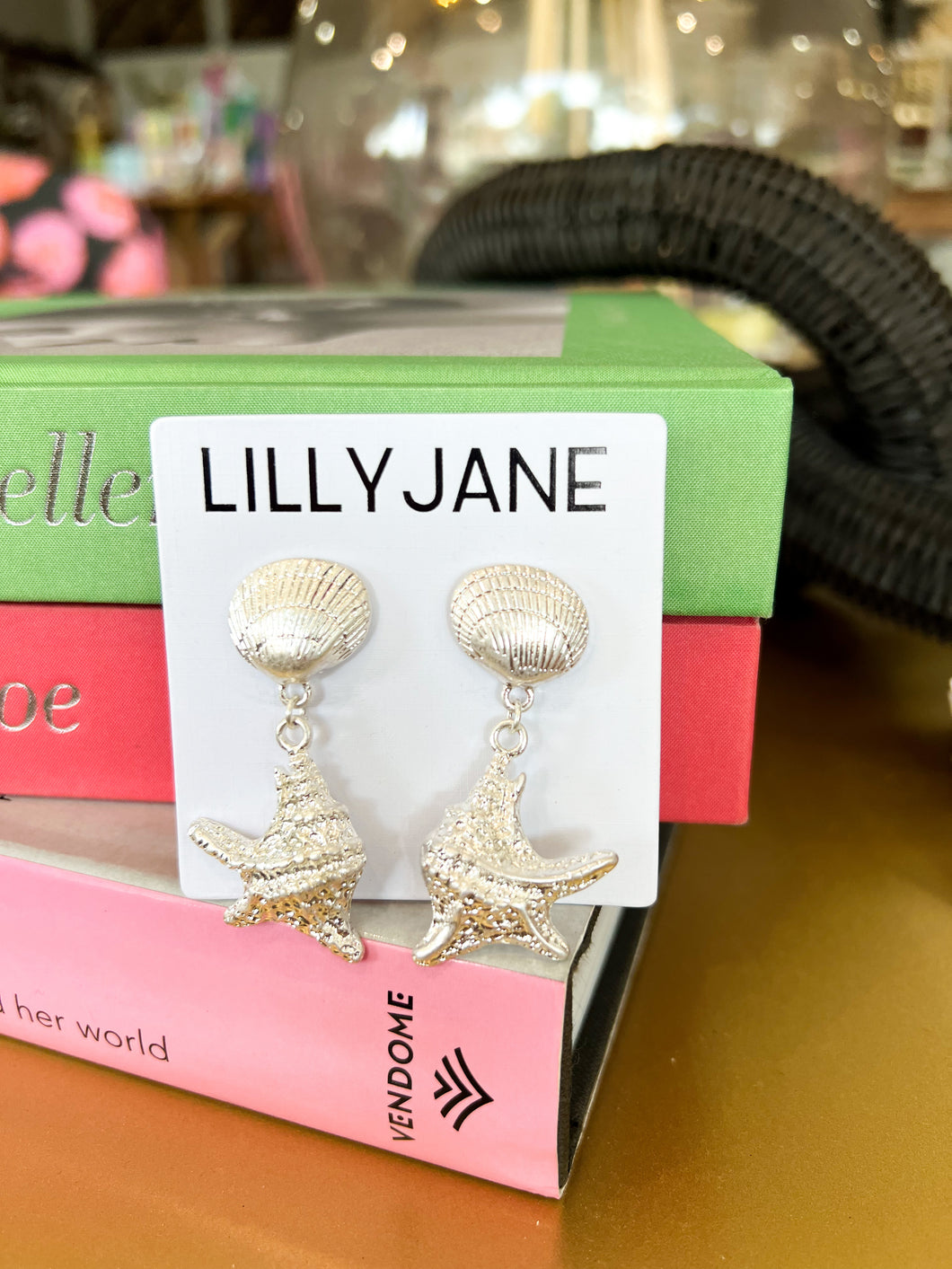 Silver Seashell Dangle Earrings