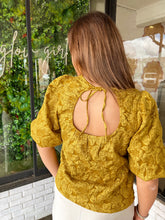 Load image into Gallery viewer, Presley Jacquard Puff Sleeve Top- Mustard
