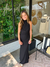 Load image into Gallery viewer, Adeline High Neck Bow Maxi Dress- Black
