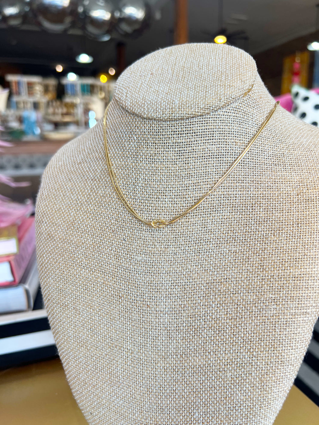 Gold Dainty Snake Chain Knot Necklace