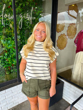 Load image into Gallery viewer, Carlin Stripe Mock Neck Top- Cream/Black

