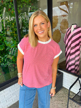 Load image into Gallery viewer, Stripe Short Sleeve Banded Top
