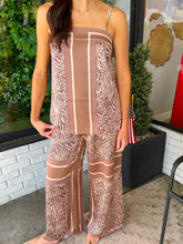 Load image into Gallery viewer, Richie Zebra Satin Wide Leg Pant Set-Brown
